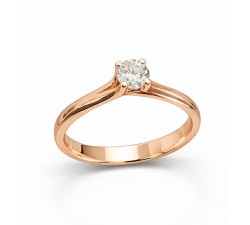 Anello solitario oro rosa 18 kt con diamante 0,20 ct F VS dettaglio laterale
