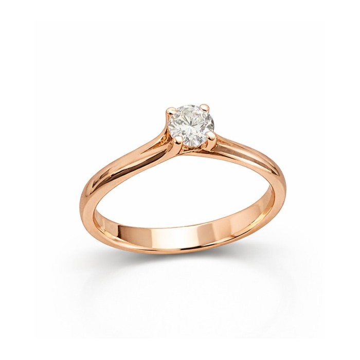 Anello solitario diamante Ct. 0,20 in oro rosa 18Kt - AD876 DIENNECI GIOIELLI