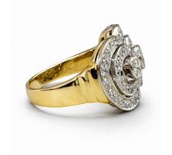 Anello trilogy oro giallo e bianco 18kt con doppio contorno diamanti tot. 1,35 ct - DIENNECI GIOIELLI