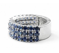 Anello fascia snodata e file con Zaffiri degradè ct.2,95 e Diamanti ct.0,21 in oro 18Kt - DIENNECI GIOIELLI