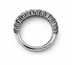 Anello fascia snodata e file con Zaffiri degradè ct.2,95 e Diamanti ct.0,21 in oro 18Kt - DIENNECI GIOIELLI