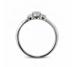 Anello Oro Bianco 18kt con Acquamarina 0,33 ct e Diamanti 0,10 ct F VS - DIENNECI GIOIELLI