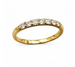 Fedina in oro giallo 18 kt con 7 diamanti naturali ct 0,35 F VS – vista frontale