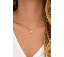 Girocollo oro giallo 18kt con diamanti 0,18 ct indossato lunghezza 42 cm