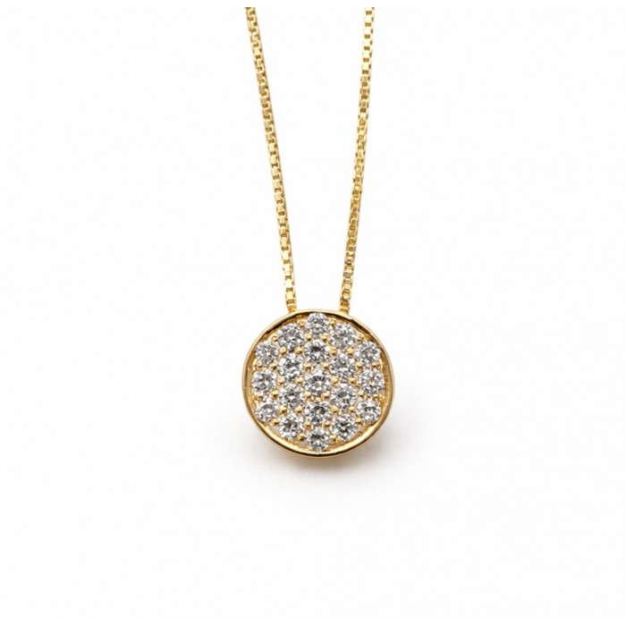 Girocollo pendente bottone diamanti Ct.0,18 in oro 18Kt - Dienneci Gioielli