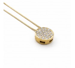 Girocollo pendente bottone diamanti Ct.0,18 in oro 18Kt - Dienneci Gioielli