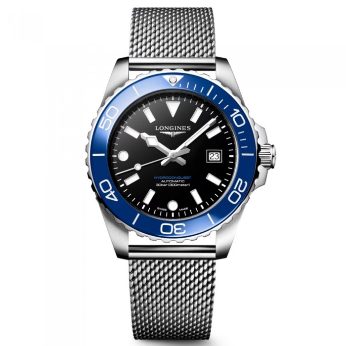 Longines HydroConquest L3.788.4.90.6 Automatico 42 mm Nero Blu Acciaio