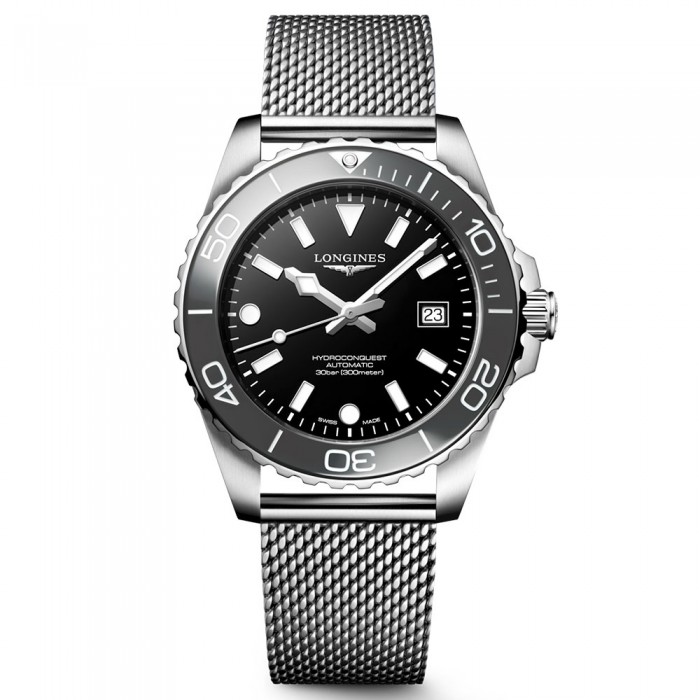Longines HydroConquest L3.788.4.70.6 Automatico 42 mm Nero Acciaio