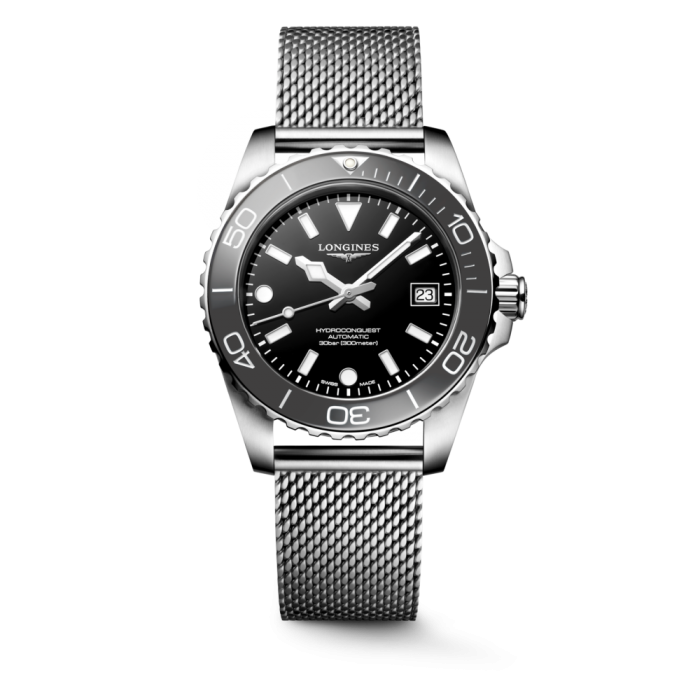Longines HydroConquest L3.779.4.70.6 Automatico 39 mm Nero Grigio Acciaio