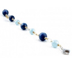 Bracciale acquamarina e cianite in oro 18Kt