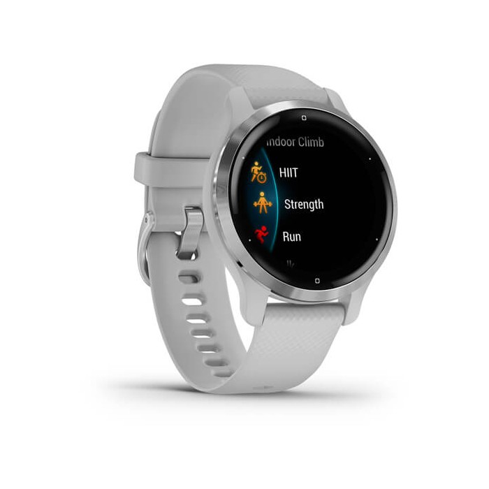 Garmin Venu 2S Ghiera in acciaio inox color argento con cassa grigio polvere e cinturino di silicone 010-02429-12 Garmin Venu 2S Ghiera in acciaio inox color argento con cassa grigio polvere e cinturino di silicone 010-02429-12