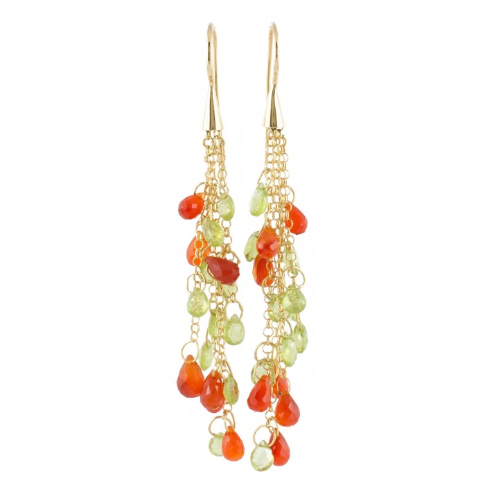 Orecchini pendenti peridoto e corniola in oro 18Kt - DIENNECI GIOIELLI