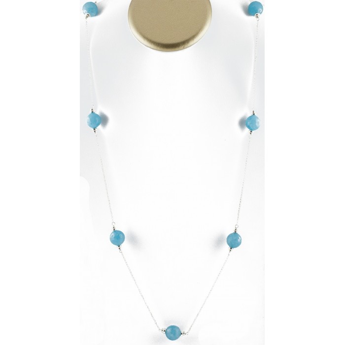 Collana lunga con angelite in argento 925