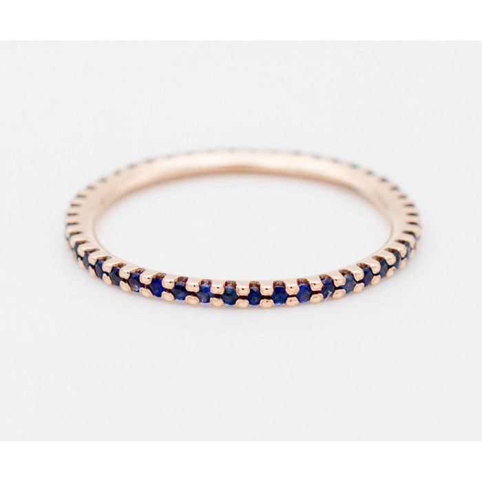 Anello eternity con zaffiri blu in oro rosa 18Kt - DIENNECI GIOIELLI