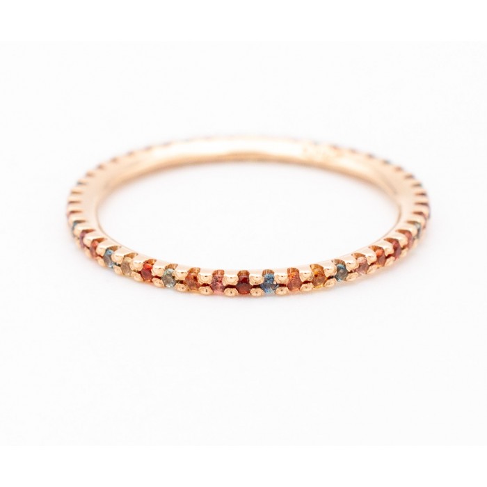 Anello eternity con zaffiri multicolor in oro rosa 18Kt - DIENNECI GIOIELLI