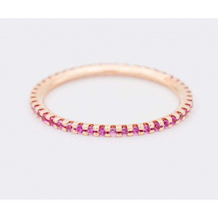 Anello eternity con zaffiri rosa in oro rosa 18Kt - DIENNECI GIOIELLI