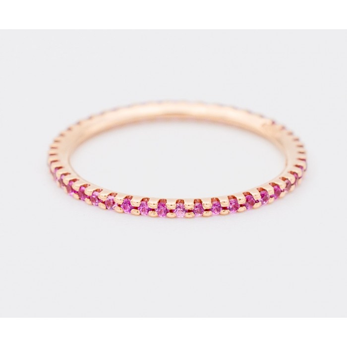 Anello eternity con zaffiri rosa in oro rosa 18Kt