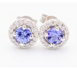 Orecchini tanzanite e diamanti in oro bianco 18Kt