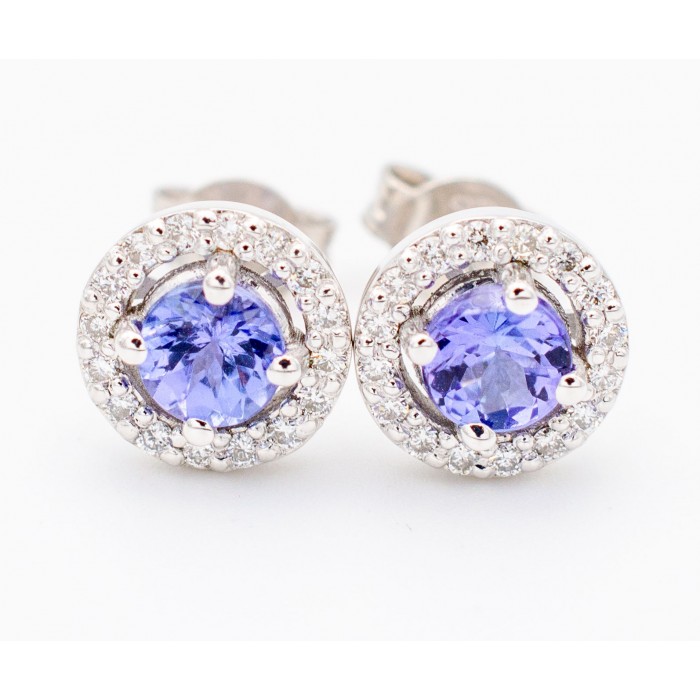 Orecchini tanzanite e diamanti in oro bianco 18Kt