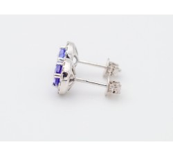 Orecchini tanzanite e diamanti in oro bianco 18Kt