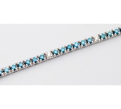 Bracciale Tennis Diamanti Blu Ct.2,20 e Bianchi Ct.0,20 in oro 18Kt