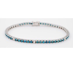 Bracciale Tennis Diamanti Blu Ct.2,20 e Bianchi Ct.0,20 in oro 18Kt