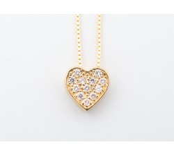 Girocollo pendente a cuore con diamanti Ct. 0,10 in oro giallo 18Kt