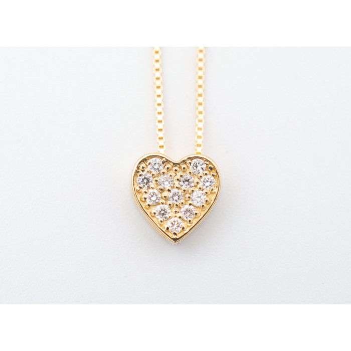 Girocollo pendente a cuore con diamanti Ct. 0,10 in oro giallo 18Kt - Dienneci Gioielli