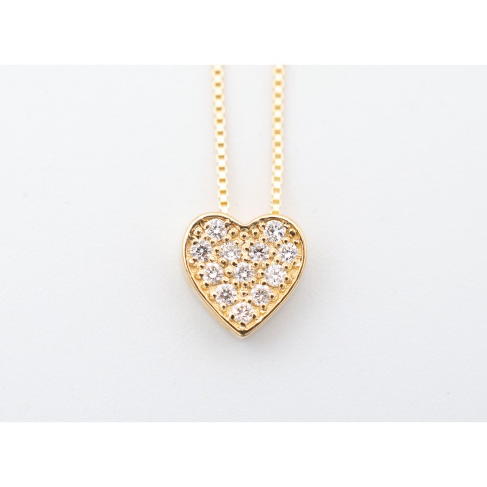 Girocollo pendente a cuore con diamanti Ct. 0,10 in oro giallo 18Kt