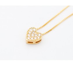 Girocollo pendente a cuore con diamanti Ct. 0,10 in oro giallo 18Kt