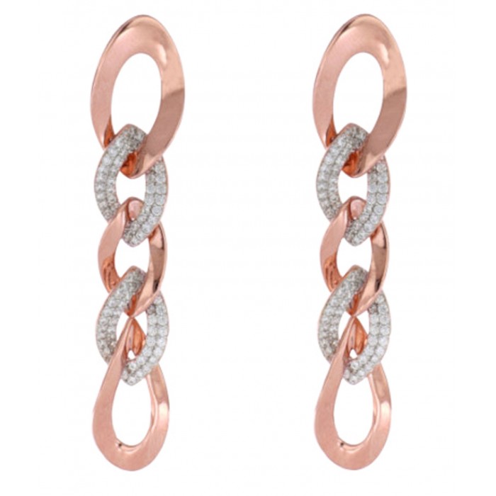 Orecchini Cuori Milano a catena kiss & link in argento 925 Ref. 24916011