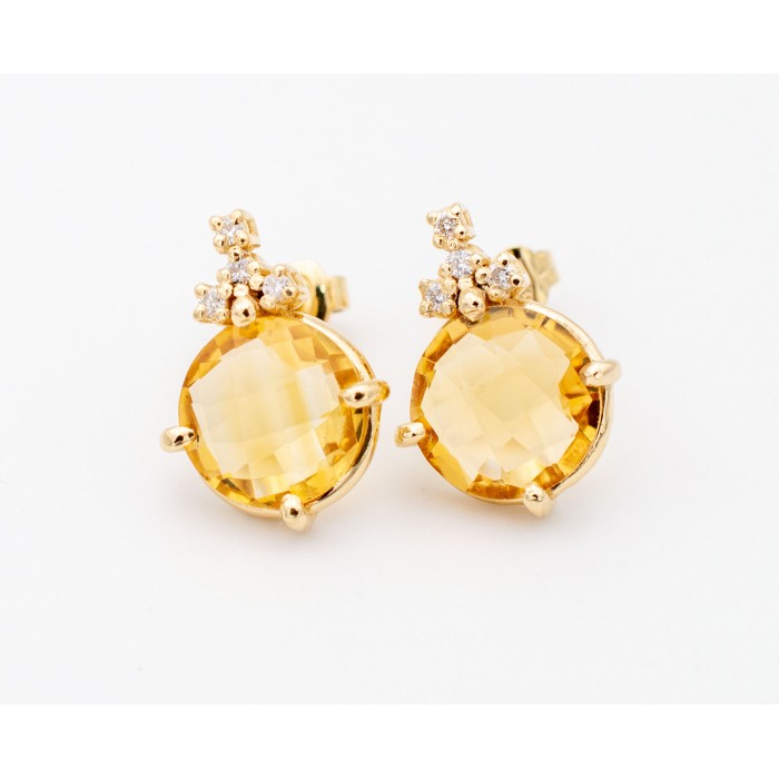 Orecchini quarzi citrini e diamanti in oro 18Kt - DIENNECI GIOIELLI