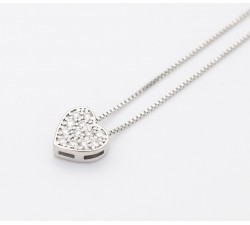 Girocollo pendente a cuore con diamanti Ct. 0,10 in oro bianco 18Kt