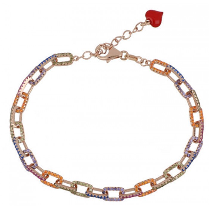 Bracciale Cuori Milano con zirconi multicolor in argento 925 Ref. 24892025