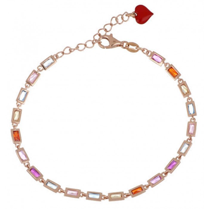 Bracciale Cuori Milano con quarzi multicolor in argento 925 Ref. 24904018