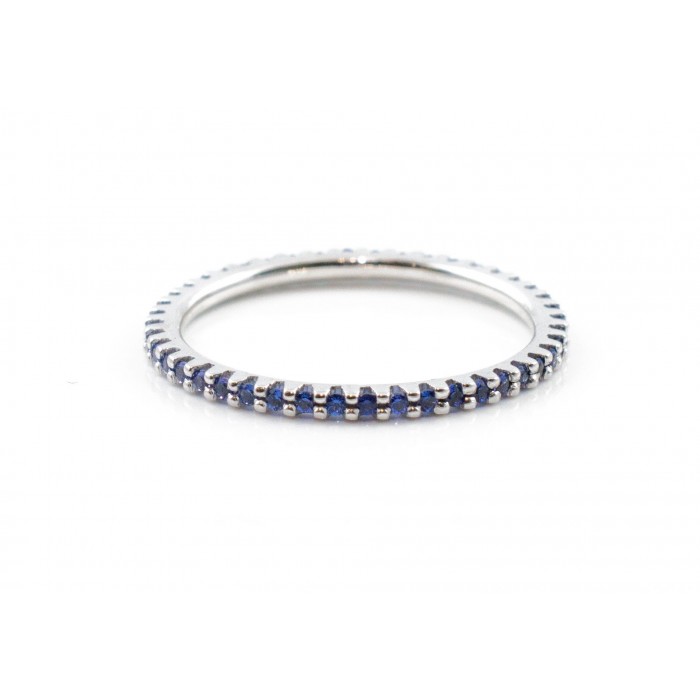 Anello eternity con zaffiri blu in oro bianco 18Kt - DIENNECI GIOIELLI