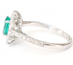 Anello Margherita Smeraldo Ct. 0,56 e Diamanti ct. 0,35 in oro 18Kt - DIENNECI GIOIELLI