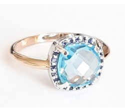 Anello Topazio azzurro e zaffiri blu in oro 18Kt - DIENNECI GIOIELLI