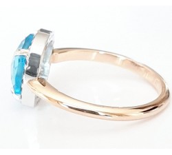 Anello Topazio azzurro e zaffiri blu in oro 18Kt