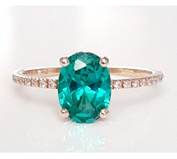 Anello Apatite e Diamanti in oro 18Kt