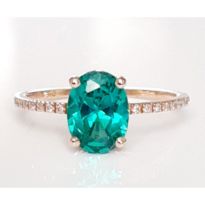 Anello Apatite e Diamanti in oro 18Kt