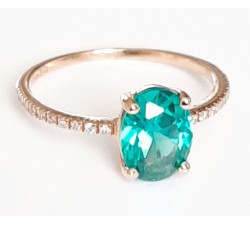 Anello Apatite e Diamanti in oro 18Kt