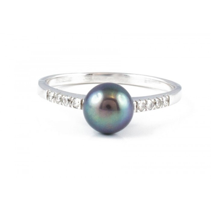 Anello perla tahiti e diamanti in oro 18Kt Anello perla tahiti e diamanti in oro 18Kt