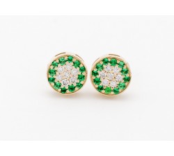 Orecchini bottone diamanti Ct. 0,14 e tsavorite Ct.0,24 in oro 18Kt