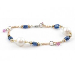 Bracciale Perle Cianite e Zaffiri in oro 18Kt collezione Cannes