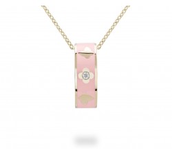 Pendente Eden smaltato rosa con diamanti in oro 18Kt Piero Milano