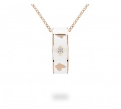 Pendente Eden smaltato bianco con diamanti in oro 18Kt Piero Milano