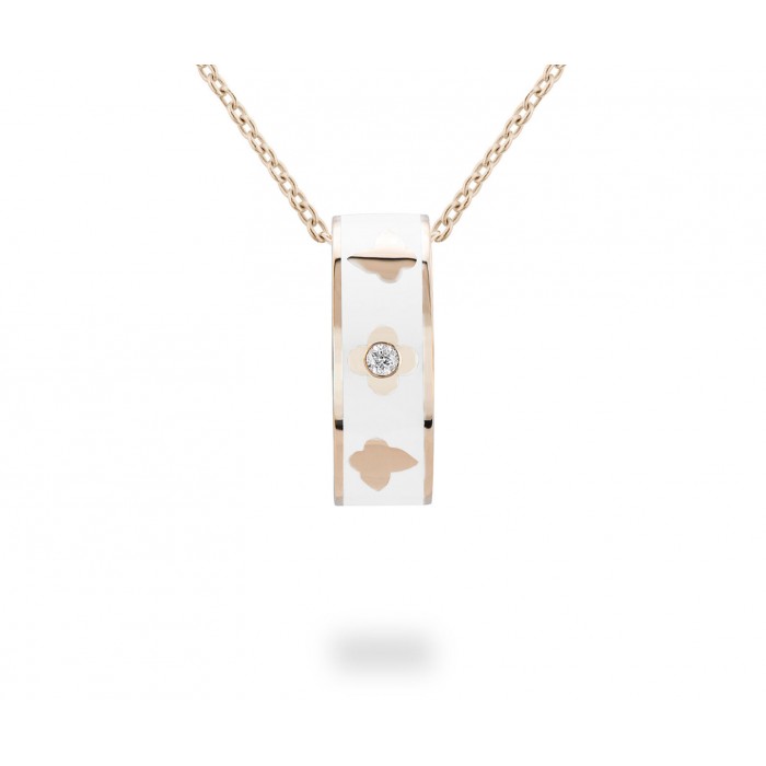 Pendente Eden smaltato bianco con diamanti in oro 18Kt Piero Milano