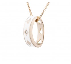 Pendente Eden smaltato bianco con diamanti in oro 18Kt Piero Milano