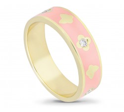 Anello Eden smaltato rosa con diamanti in oro 18Kt M5197AB1/SR Piero Milano Gioielli